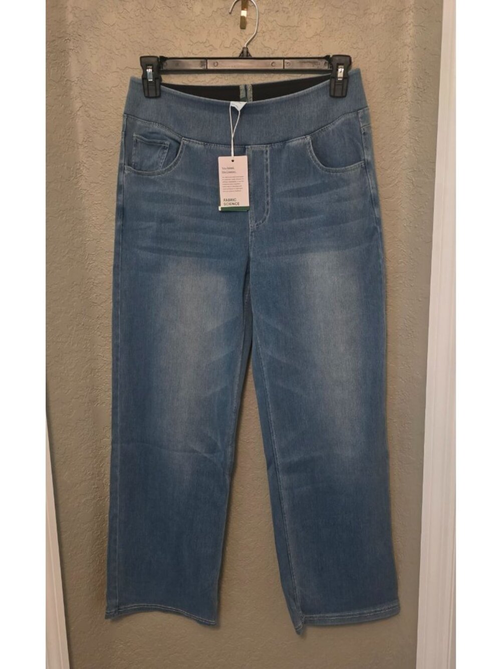 Halara Flex High Waist Medium Wash Straight Leg Pull On Jeans size L Regular NEW